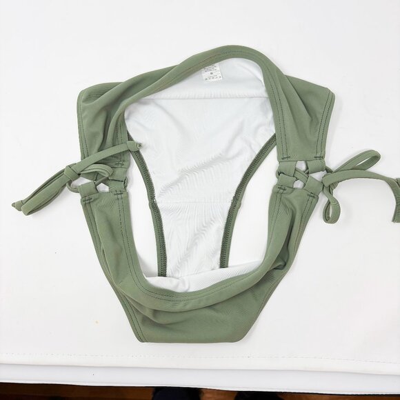 NWT Mid Rise sage olive green high neck halter tie bikini - Picture 5 of 8